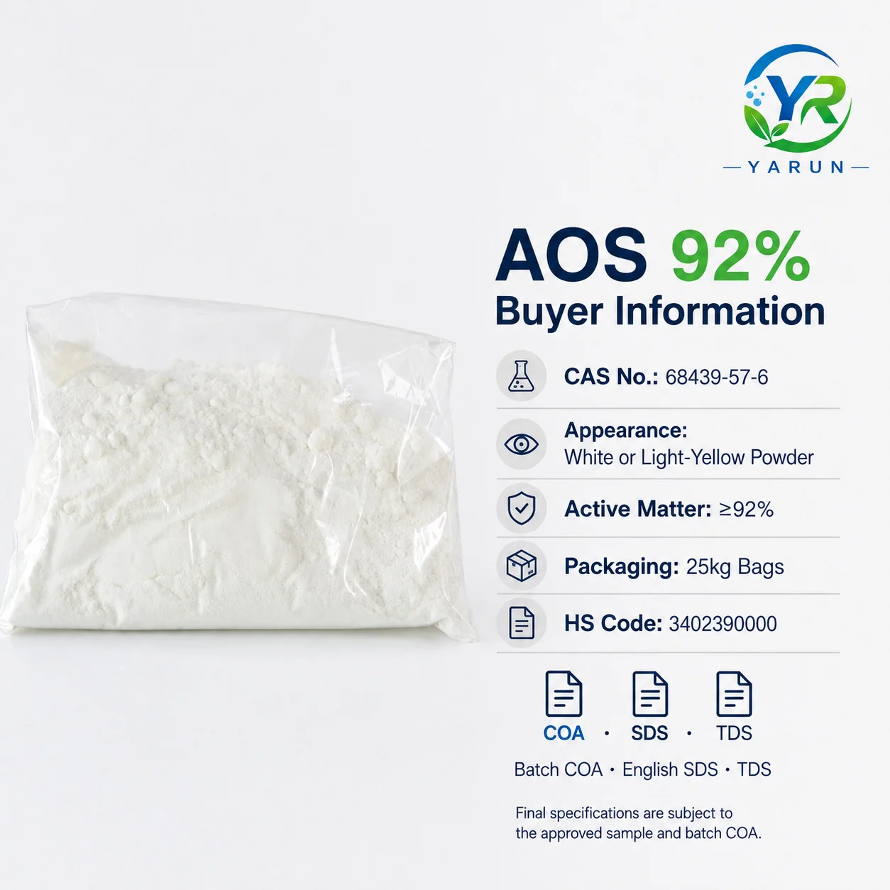 Alpha Olefin Sulfonate (AOS) 92% Powder