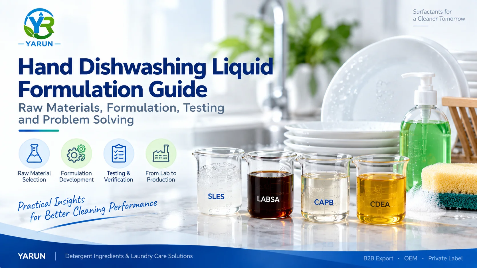 Liquid Hand Dishwashing Detergent Formulation: Surfactant Selection, Foam, Viscosity and Scale-Up